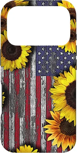 Vista 30 de American Flag with Sunflowers Case for iPhone 17