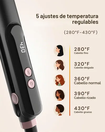 Vista 5 de ANNLARY Mini plancha de pelo, plancha plana pequeña portátil para viajes Negro obsidiana