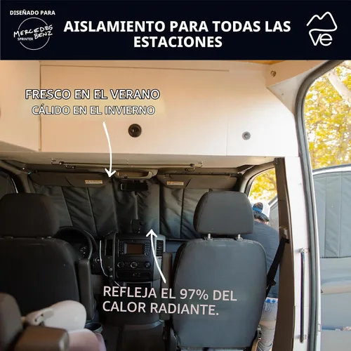 Vista 3 de VanEssential Cubierta magnética aislante de oscurecimiento para parabrisas delantero diseñada para Mercedes-Benz NCV3/VS30