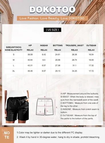 Vista 5 de Dokotoo Pantalones cortos de verano para mujer, ajuste relajado, cintura alta, casual, 4 bolsillos, para senderismo, al aire libre, tallas S-XL