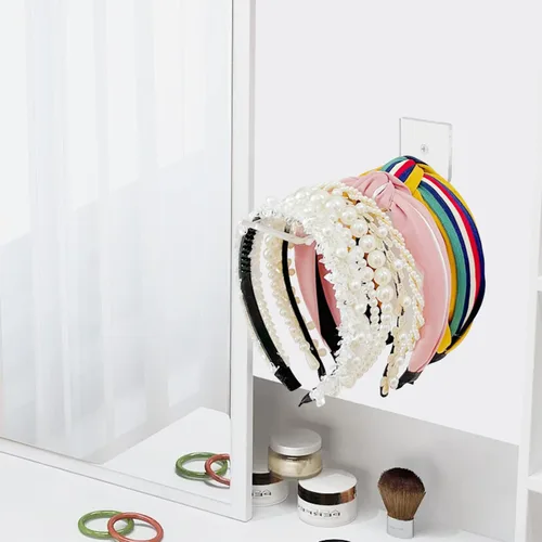 Vista 2 de Bigfety Soporte para diadema de acrílico para pared, paquete de 3 unidades, organizador transparente para colgar diademas para niñas y mujeres