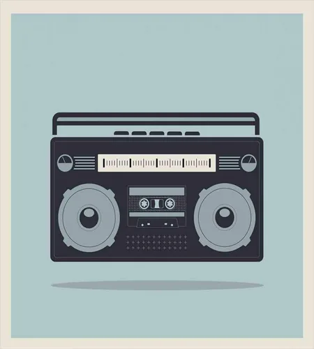 Vista 2 de Ambesonne Juego de funda de edredón Hip Hop, imagen clásica de los años 80 Boombox sobre garabatos, fondo retro, tema nostálgico de gueto urbano