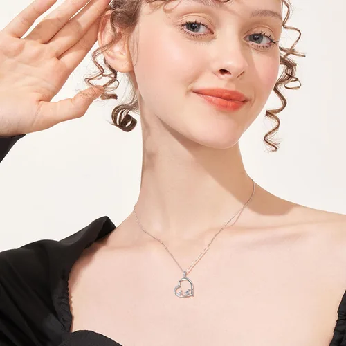 Vista 7 de JERWLI Animal Love Necklace 925 Sterling Silver Cute Animal Family Necklace Jewelry Gifts For Women Lover Mother
