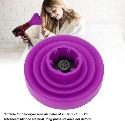 Vista 3 de Difusor de secador de pelo, universal plegable, portátil, ligero, plegable, morado