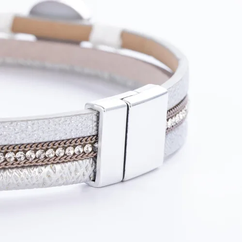 Vista 192 de FANCY SHINY - Pulsera de cuero estilo bohemio, pulsera de cuentas de cristal con cierre magnético, regalos de joyería para mujer