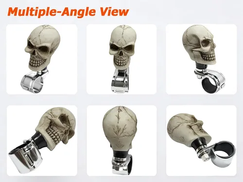 Vista 2 de Pomo Giratorio Impulsor para Volante Perilla Brody con Forma de Calavera Mango de Asistencia Giratorio para Automóvil se Adapta a la Mayoría de Beige