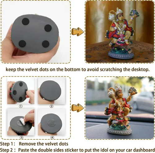 Vista 6 de alikiki Estatua de Hanuman de India, Idolo, Señor Hanuman, 3.9 pulgadas de alto, estatua hindú de Dios volador Hanuman para decoración de tablero