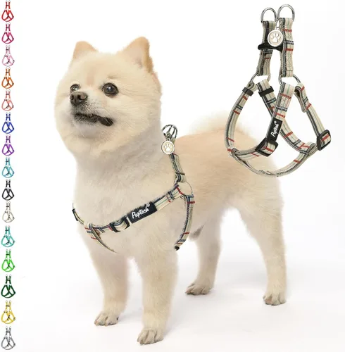 Vista 33 de Pupteck - Arnés para perros sin jalar, suave, ajustable, de nailon, talla básica, chaleco para cachorro, para caminar al aire libre con etiqueta