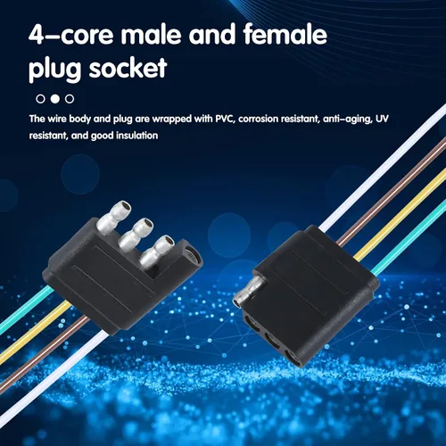 Vista 6 de 1 kit de arnés de cableado de remolque de automóvil de 4 núcleos, enchufe de cable de alimentación de metal de 9.8 pies, adaptador universal
