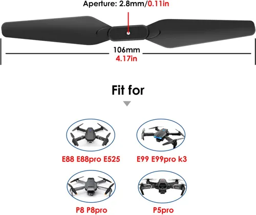 Vista 2 de Hélice plegable para E88 E88PRO E88MAX E525 E99 E99PRO P1 P5PRO K3 S1 P8 Quadcopter Plegable Drone Recambios RC Aviones Hélice