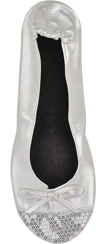 Vista 4 de Zapatos planos estilo bailarina plegables y portátiles para mujer, pantuflas enrollables