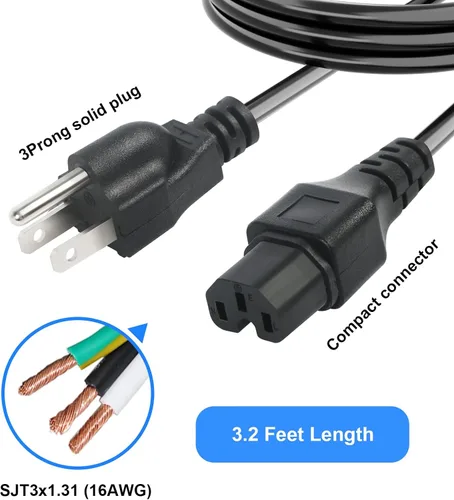 Vista 7 de Pieza de repuesto de cable de alimentación de 3 clavijas adecuada para cable percolador Farberware, cable eléctrico para olla a presión eléctrica