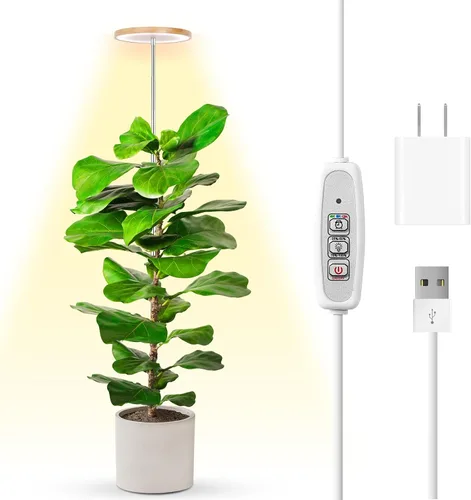 Vista 16 de LBW Luces de cultivo para plantas de interior, luz de espectro completo de 6.3 pulgadas con base, lámpara de cultivo ajustable de altura de 59