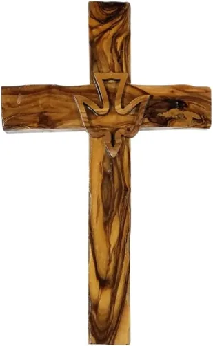 Vista 10 de Bethlehem Gifts TM Cruz de madera de olivo de Belén, tallada a mano, crucifijo (Crucifijo de Benedicto, 15 cm)