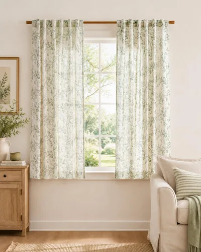 Vista 22 de jinchan Amlie - Cortinas florales de lino de 63 pulgadas de largo para sala de estar, dormitorio, casa de campo, cortinas de decoración de campo