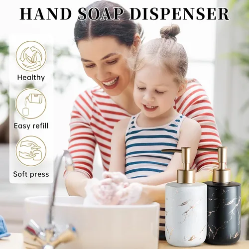 Vista 7 de Dispensador de jabón dorado, dispensador de jabón para platos para cocina, dispensador de bomba de jabón líquido para ducha, dispensador de loción
