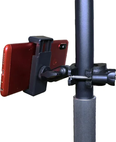 Vista 7 de Soporte de teléfono para micrófono Abrazadera de soporte para micrófono de música, soporte para teléfono inteligente, múltiples ángulos giratorios