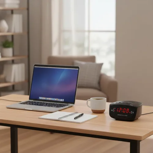 Vista 6 de Westclox Radio despertador dual de 0.6 pulgadas, pantalla LED roja, radio FM con 20 preajustes, brillo ajustable, repetición y batería de respaldo