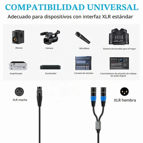 Vista 2 de JOLGOO Divisor XLR - Cable Y hembra a macho doble, 1.6 pies