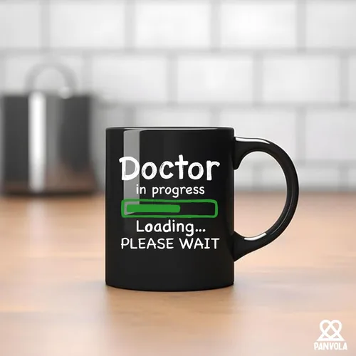 Vista 5 de Panvola Doctor in Progress Loading Doctor - Taza divertida de graduación para estudiantes de doctorado en medicina, taza de cerámica, 11 onzas, Negro