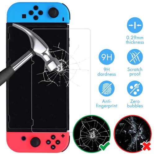 Vista 5 de Carrying Case for Nintendo Switch with 2 Pack Screen Protector Joy Con Cover Transparent Hard Cover for Nintendo Switch Console Accessories
