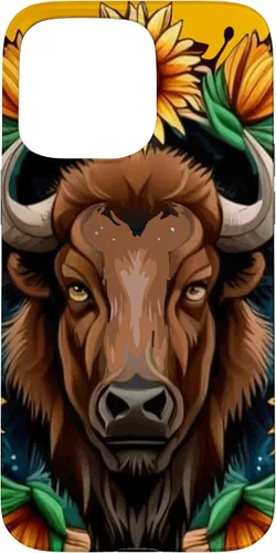 Vista 30 de American Bison with Sunflower Wreath Kansas State Tattoo Art Case for iPhone XR