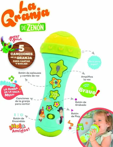 Vista 4 de La granja de Zenon Micrófono Karaoke con Luz, Sonidos y Grabadora del Reino Infantil