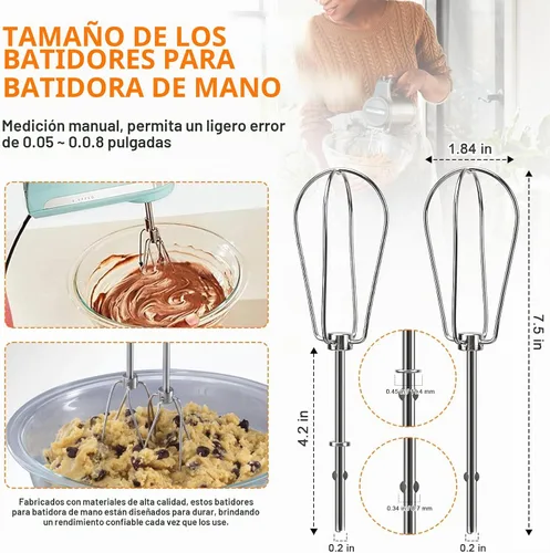 Vista 6 de Batidores de mano accesorios para batidor Kitchenaid, batidor, gancho de masa, varilla de mezcla, mezcladores de mano de acero inoxidable