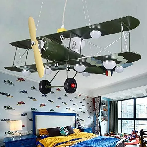 Vista 3 de LITFAD Lámpara colgante de avión LED, lámpara de techo para niños de 8