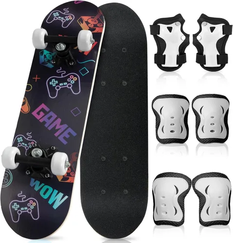 Vista 20 de Honoson Juego de 7 piezas de rodilleras, coderas y muñequeras para patinetas para principiantes y niños pequeños