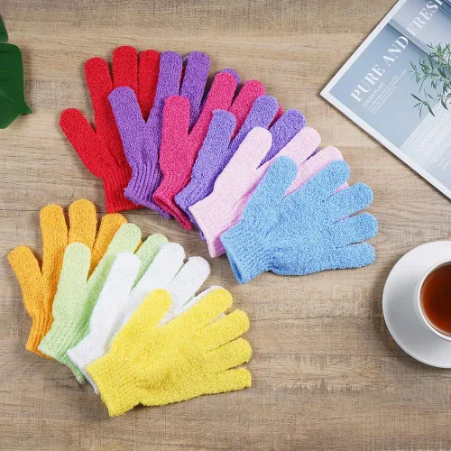 Vista 6 de 10 pares de guantes exfoliantes, 100% nailon de doble cara, 10