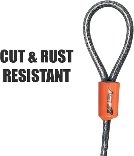 Vista 2 de BV Cable de bicicleta de 2.5 pies con bucles - Cable de acero trenzado resistente al corte de 5 mm (3/16 pulgadas) - Versátil y resistente a la Única