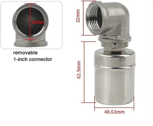Vista 4 de 304 Stainless Steel Float Valve, Automatic Floating Ball Valve Water Level Control Valve, Water Tank Level Automatic Controller Liquid Level Switch