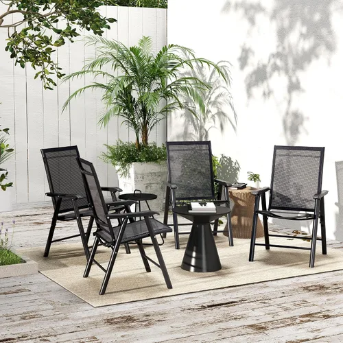 Vista 7 de Outsunny - Juego de 4 sillas plegables para patio, color negro