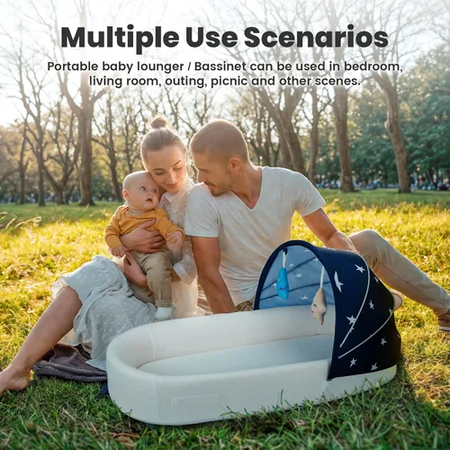 Vista 3 de Cuna portátil para bebé, moisés de viaje para recién nacidos y bebés, adecuado para transporte en interiores y exteriores, ligero, plegable