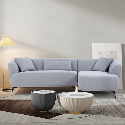 Vista 5 de KEVINSPACE Sofá tapizado moderno de 102.36 pulgadas, sofá tapizado en forma de L, sofás de 4 asientos de mediados de siglo con diván, 3 almohadas