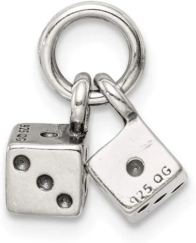 Vista 3 de Colgante de plata de ley 925 maciza con dije de dados antiguos de 0.433 in, Metal