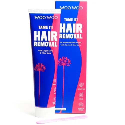 Vista 10 de WooWoo Crema natural de depilación íntima - Removedor de pelo vegano sin dolor para pieles sensibles - Depilatorio para genitales, bikini, piernas