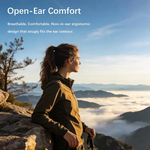 Vista 3 de Essonio Auriculares abiertos inalámbricos Bluetooth 6.0, DT9.0 con sonido direccional con ganchos para las orejas 35H tiempo de reproducción ENC