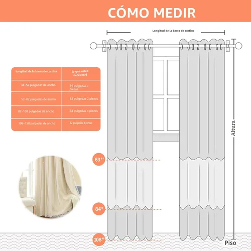 Vista 8 de XiDi - Cortinas beige para dormitorio de niñas, habitación de niños, 34 x