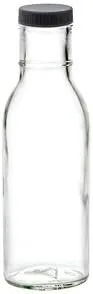 Vista 3 de Nakpunar Botellas de vidrio vacías de boca ancha de 12 onzas de 8.5 fl oz para aceite, salsas, leche, agua, bebidas (6, plástico negro)