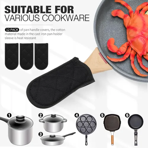 Vista 4 de Dandat Juego de 12 fundas de mango caliente para reemplazo diario, fundas de mango de bandeja de regalo, resistentes al calor, funda de soporte