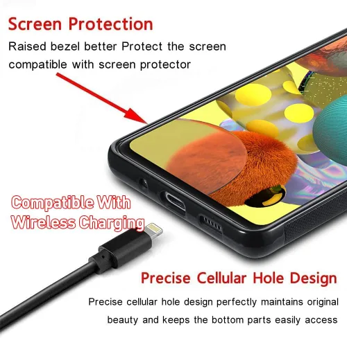 Vista 6 de KANGHAR - Carcasa compatible con Galaxy A51 5G, diseño de leopardo negro Tire Texture Non-Slip + Shockproof Rugged TPU Protective Case Designed