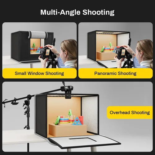Vista 5 de RALENO Caja de luz fotográfica de 16 x 12 pulgadas, caja de luz plegable de estudio fotográfico de 24 W, kit de tienda de campaña regulable