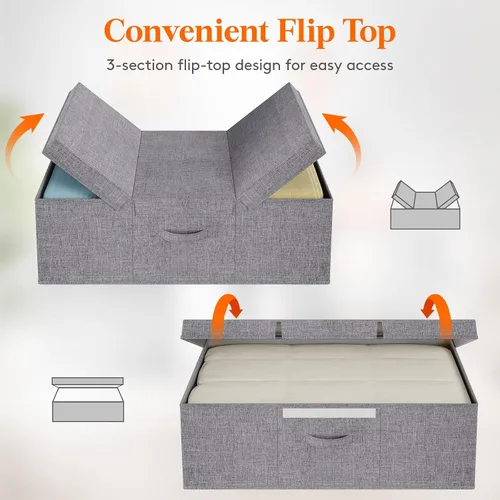 Vista 5 de Lifewit Cajas de Almacenamiento Debajo de la Cama de 80L, Organizador de Almacenamiento para Ropa Debajo de la Cama de 9.8 Pulgadas de Altura