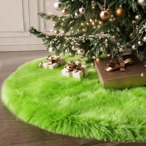 Vista 13 de IMucci Falda de árbol blanca de piel de lana de 15 pulgadas, falda pequeña para árbol de Navidad, falda de terciopelo de felpa blanca como la nieve