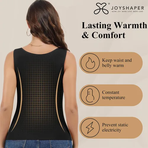 Vista 5 de JOYSHAPER Camiseta térmica sin mangas para mujer, ropa interior de forro polar, camiseta sin mangas, chaleco de capa base cálida