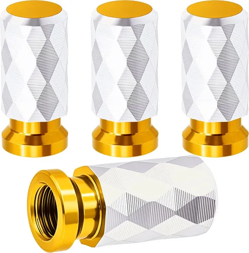Vista 21 de 4 piezas de tapas de vástago de válvula de neumático de automóvil, tapas de válvula de aire de neumático a prueba de fugas de aleación de aluminio