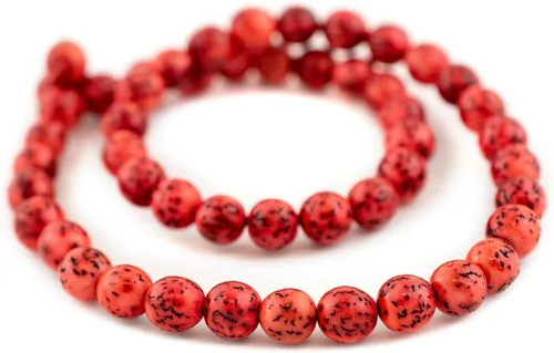 Vista 3 de The Bead Chest Cuentas redondas naturales de color rojo rubor (0.315 in)