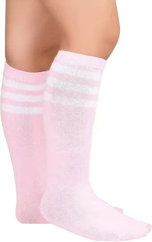 Vista 3 de Zando Calcetines de fútbol para niñas y niños, calcetines de fútbol de sóftbol para niños, calcetines hasta la rodilla, calcetines de tubo
